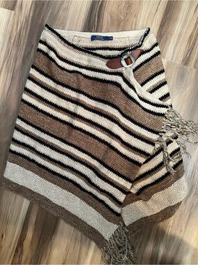 Polo Ralph Lauren Silk Blend Fringe Wrap Skirt Boho Western 90s Rachel Green M